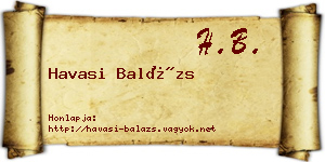 Havasi Balázs névjegykártya